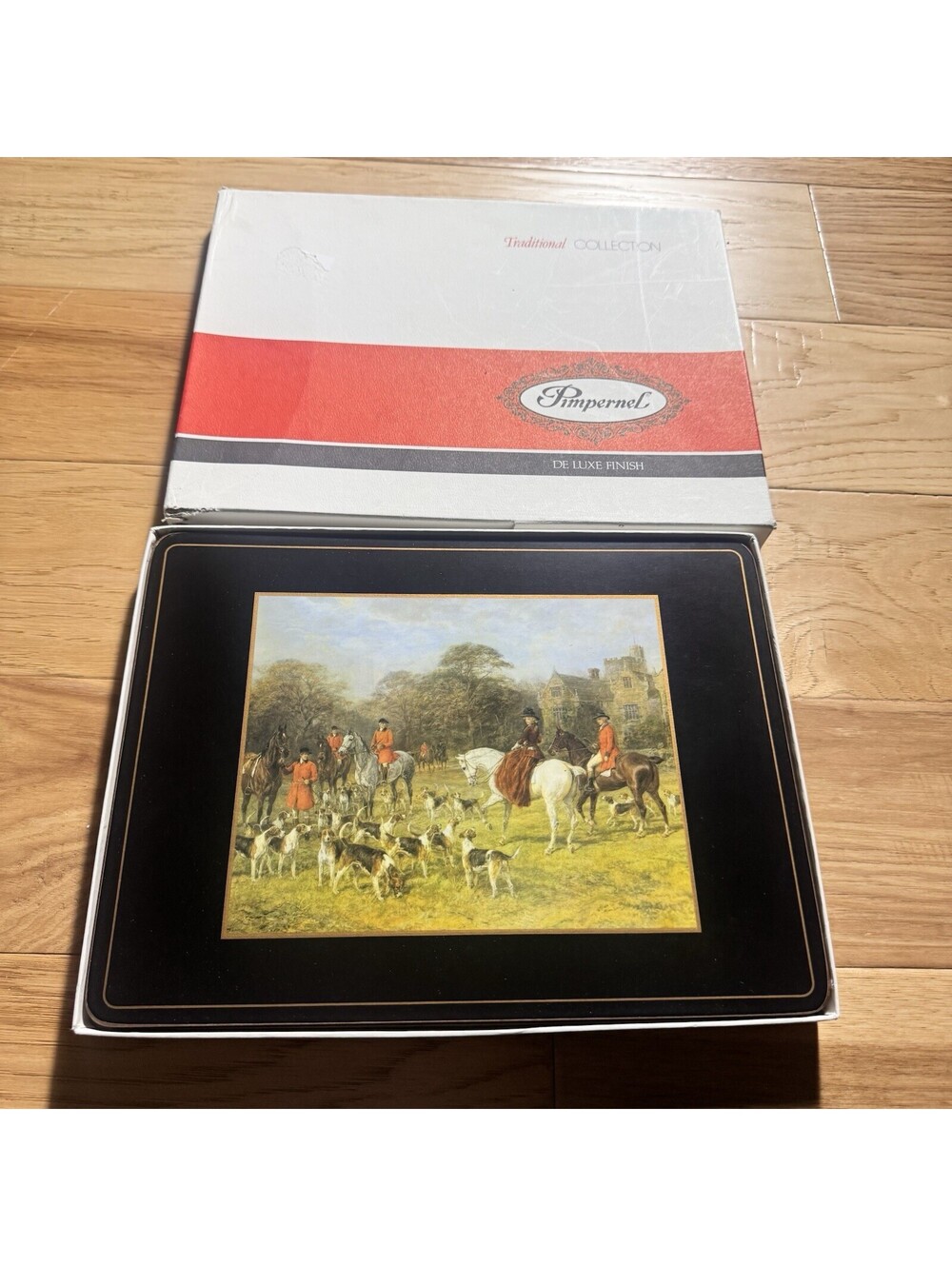 Vintage Pimpernel Fox Hunting Scene Placemats Set of 4 Cork Back England w/ Box